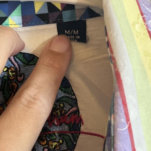 ROBERT GRAHAM Button-Up Shirt Mens M Multicolor Striped Embroidered Retro Preppy - Picture 4 of 9